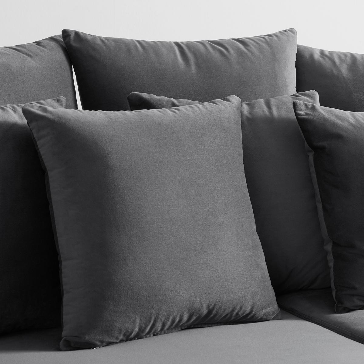 Pohovka s vankúšmi LENO sivá, zamatová - sivá, Modern, drevo/textil (229/73/112cm) - Bessagi Home