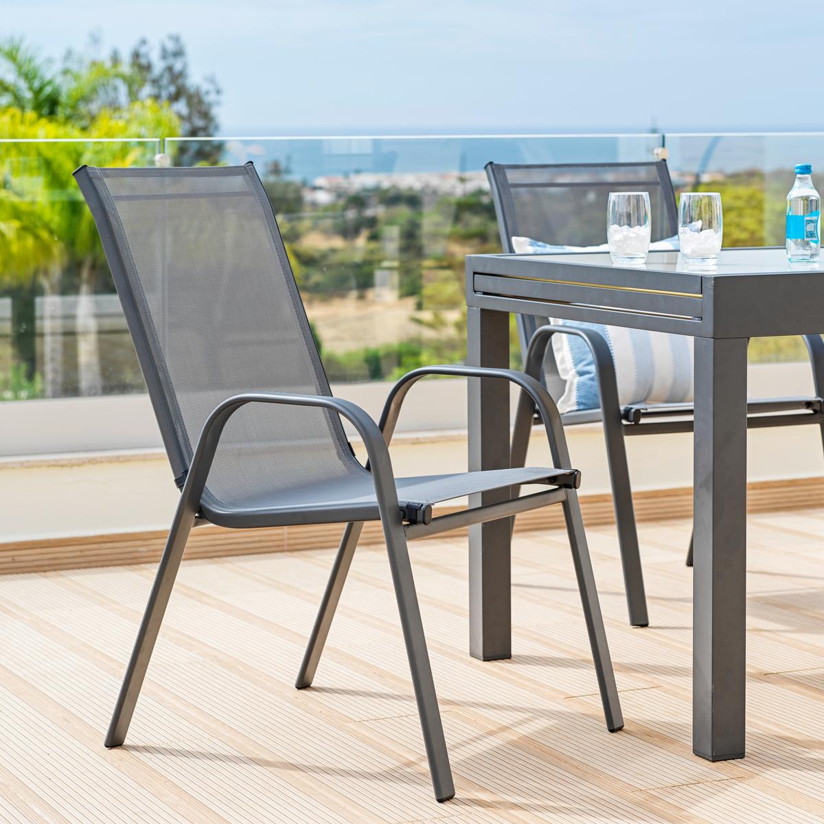 Gartensessel Stapelbar Alexis Stahl/textilene - Anthrazit, MODERN, Textil/Metall (54/92/73cm) - Ondega