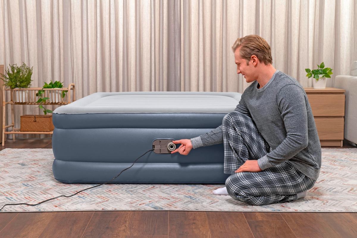 Luftbett Katharina 203x152x51 cm Bis 300kg, inkl. Pumpe - Dunkelblau/Grau, KONVENTIONELL, Kunststoff/Metall (203/152/51cm) - Bestway