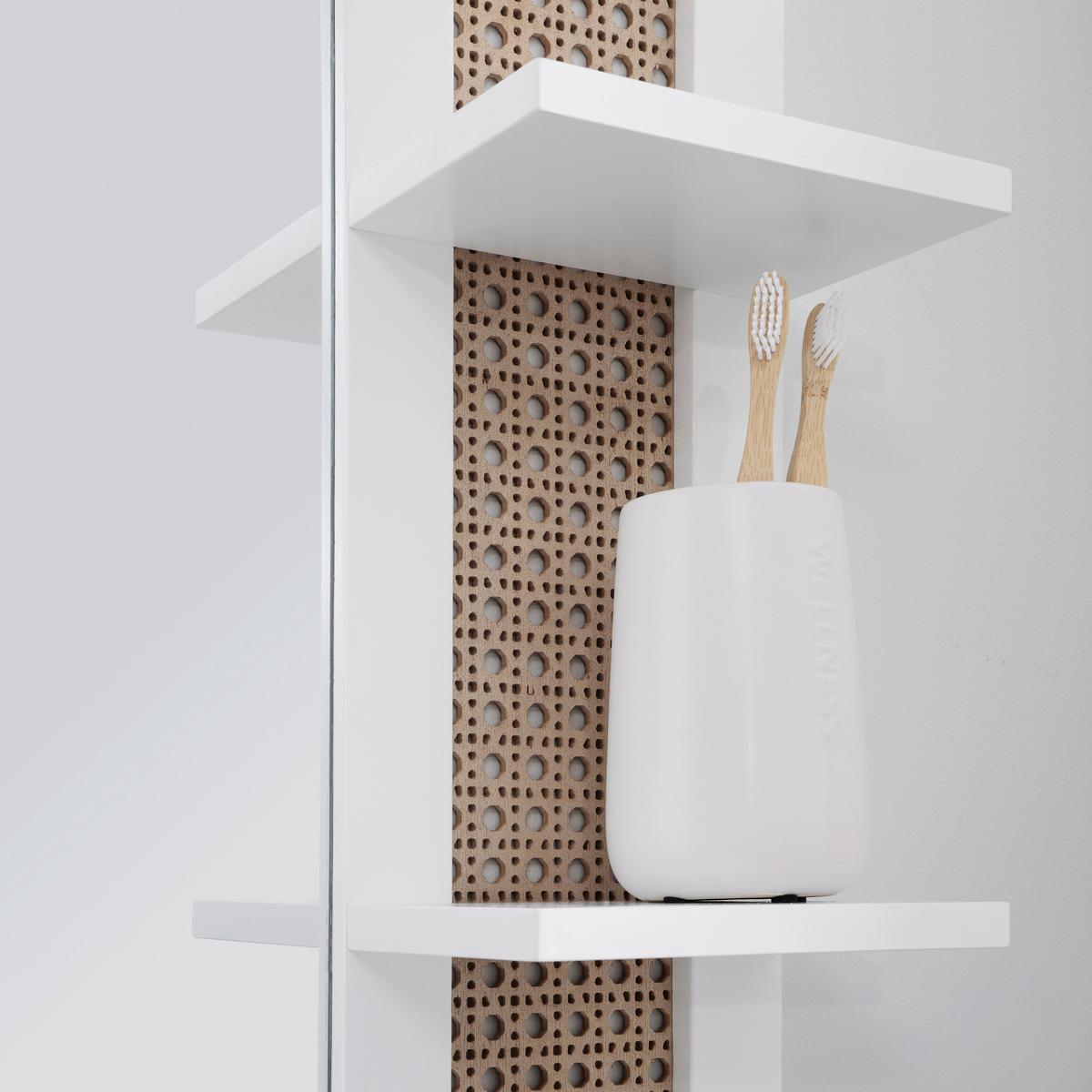 Koupelnové zrcadlo LISA bílé - bílá/přírodní barvy, Moderní, kompozitní dřevo/sklo (61/70/13cm) - Bessagi Home