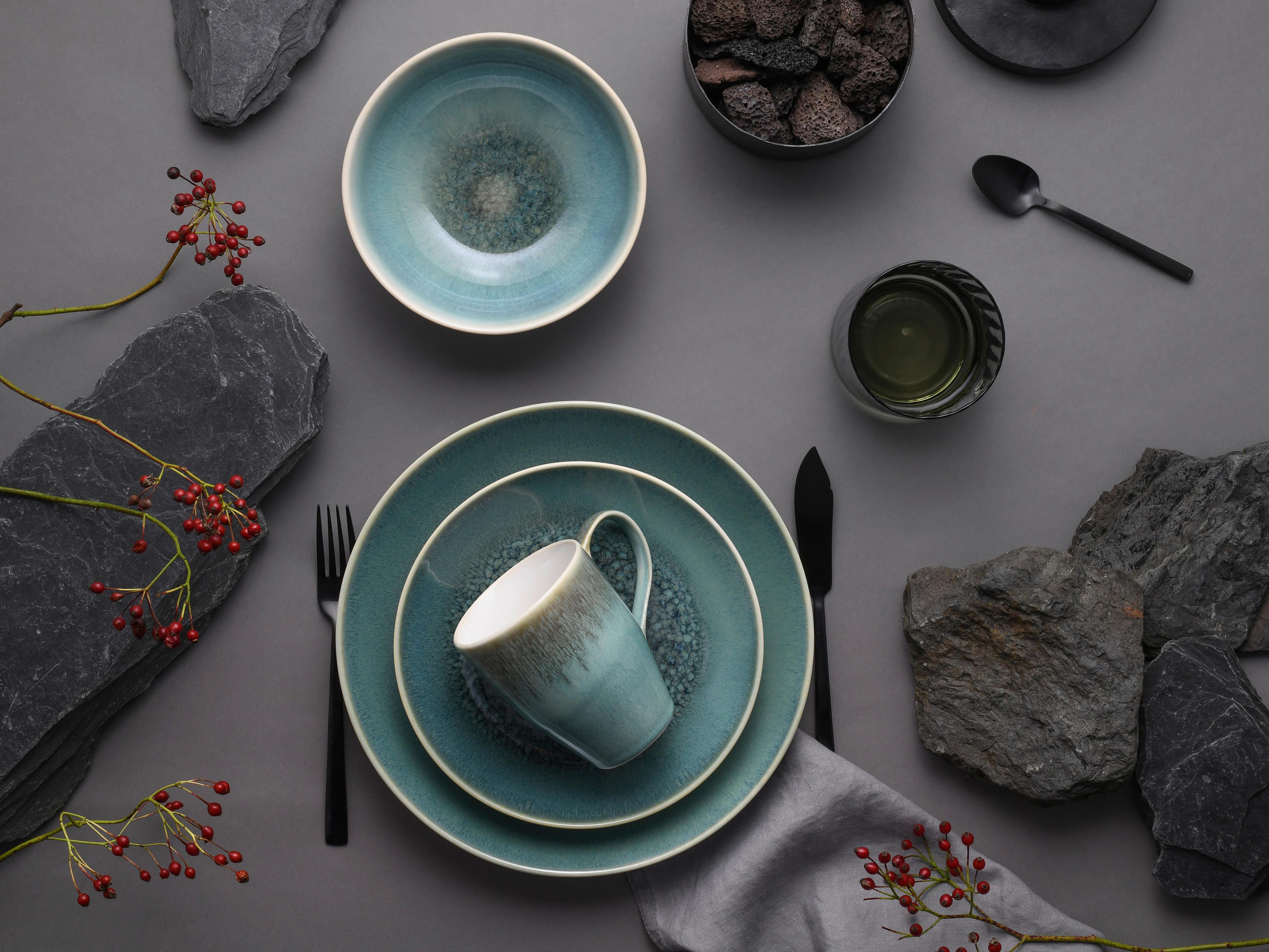Kombiservice Keramik 2 Personen Geschirr Set Grün - Weiß/Grün, Basics, Keramik - Creatable
