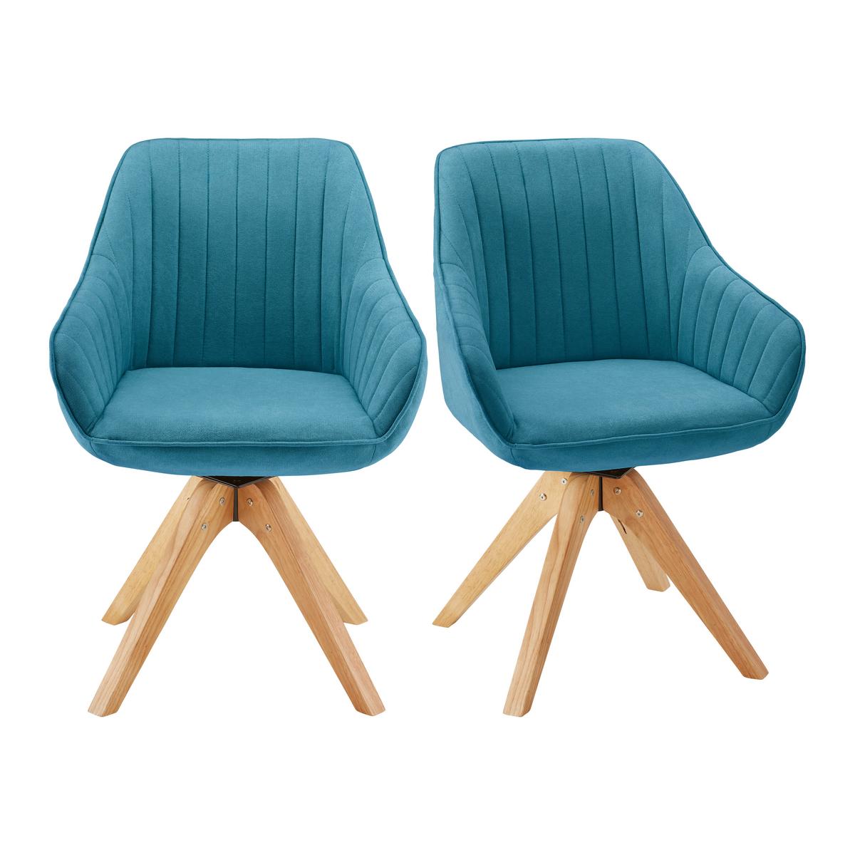 Jídelní židle LEONIE petrolejová - petrolej/barvy dubu, Moderní, dřevo/textil (60/82/61cm) - Modern Living