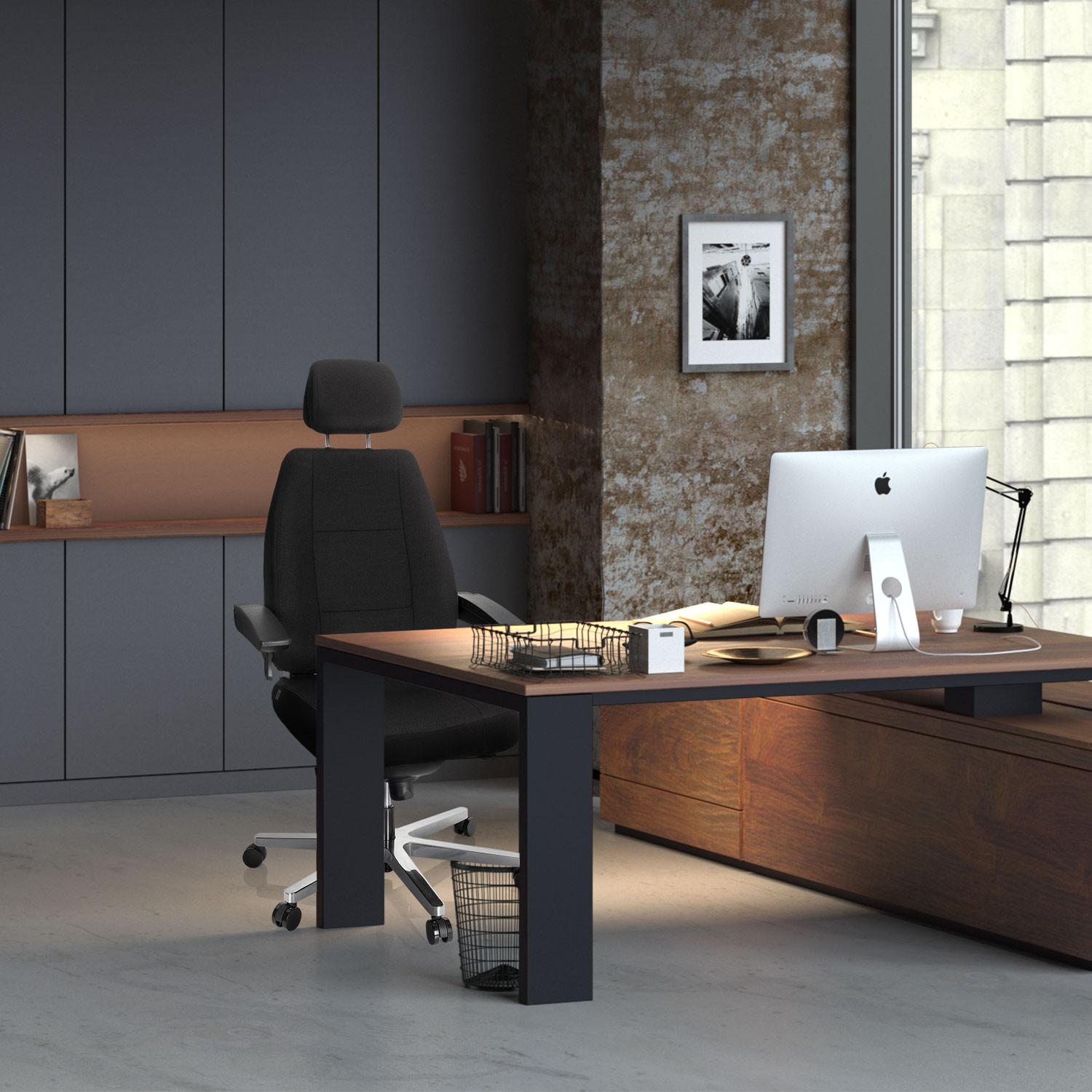 Chefsessel Hours Wippfunktion Schwarz Bis 150 Kg - Silberfarben/Schwarz, Basics, Kunststoff/Textil (70/152/70cm) - MID.YOU