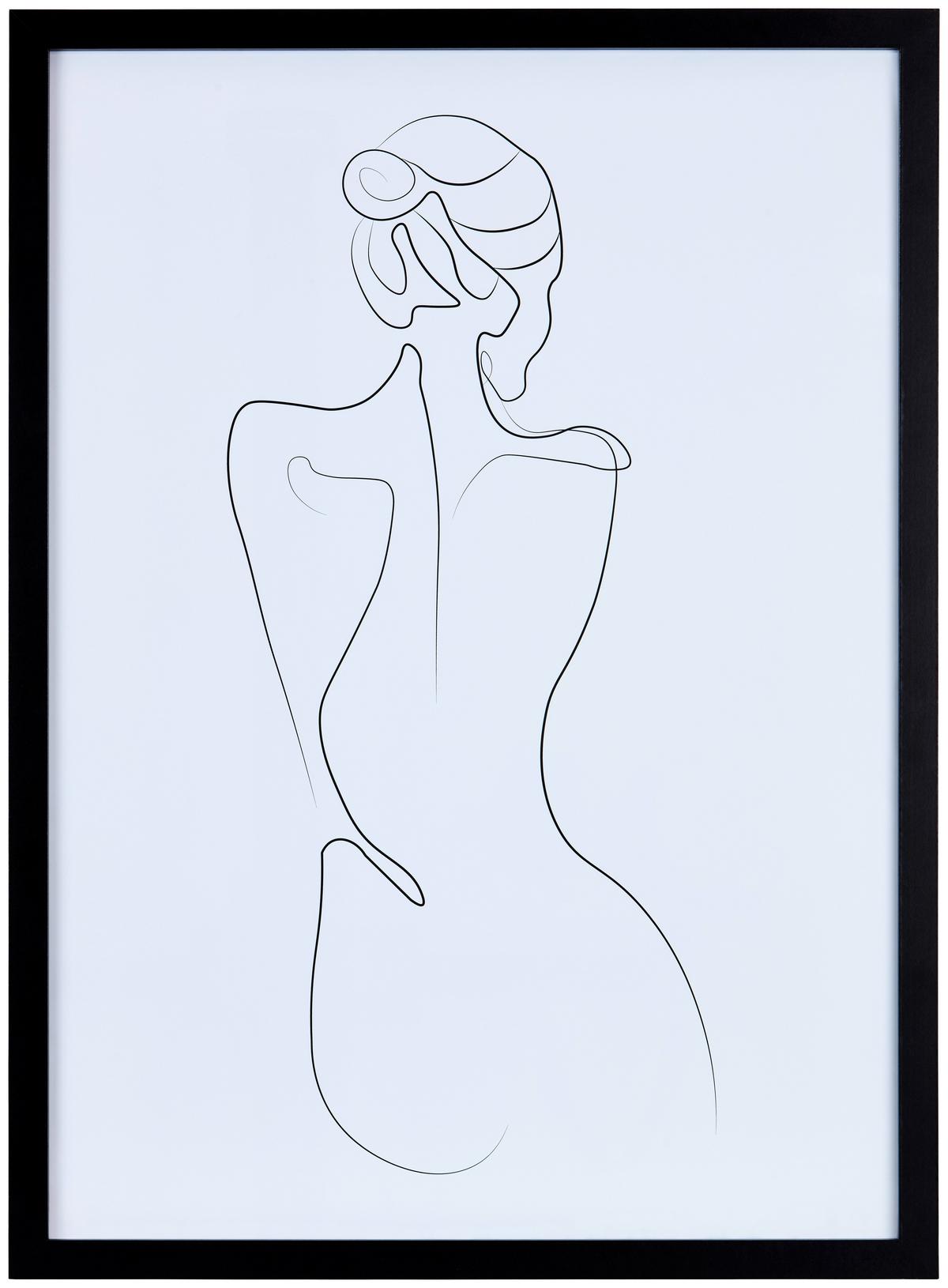 Bilderrahmen 50x70 cm Caralina Dekor Schwarz, 53,3x73,3 cm - Schwarz, Basics, Glas/Holz (53,3/73,3/1,5cm) - Luca Bessoni
