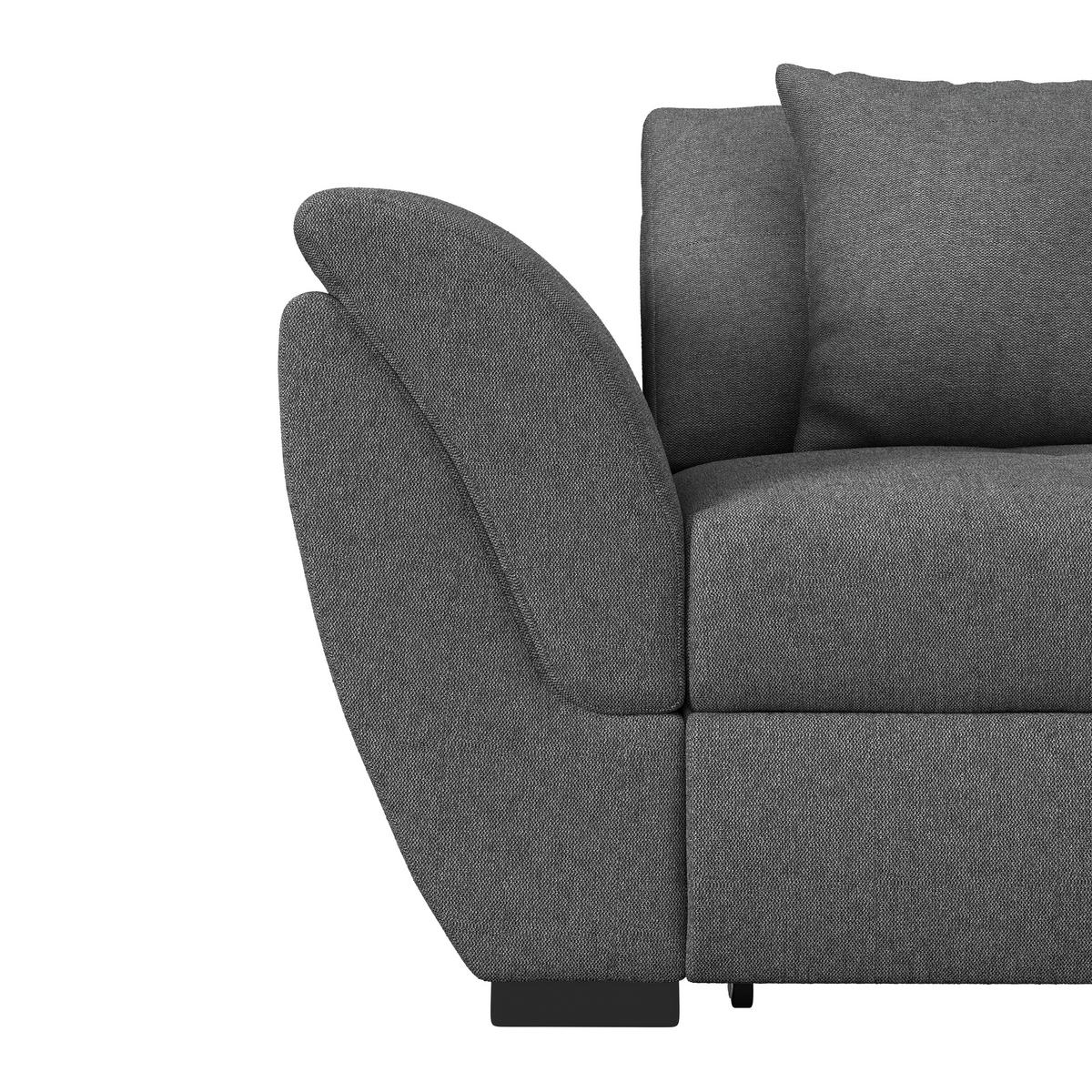 Ecksofa mit Schlaffunktion Berisso, Webstoff - Anthrazit/Schwarz, Design, Textil (278/187cm) - Ondega