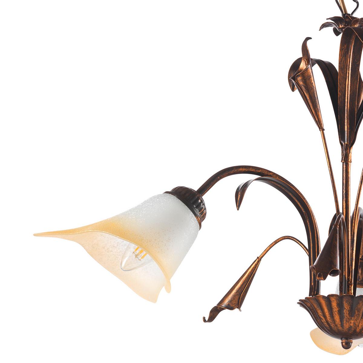 Kronleuchter 4722/3b - Bronzefarben, Natur, Glas/Metall (60/100cm)