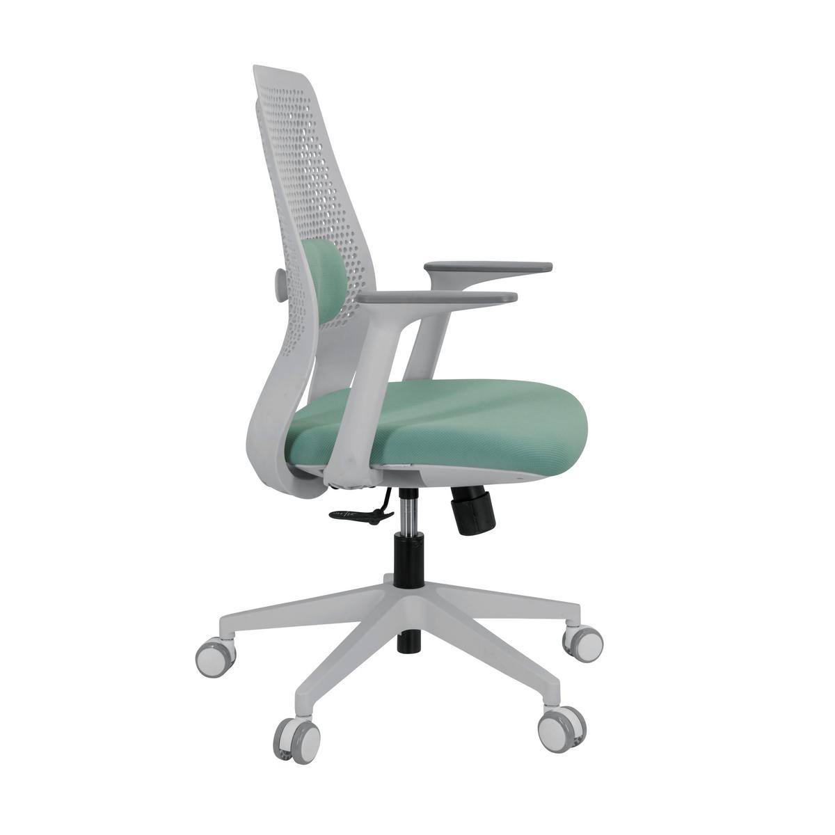 Bürostuhl Parferio Weiß/ Mintgrün Bis 110 Kg - Weiß/Mintgrün, Basics, Kunststoff/Textil (63/99/56cm) - MID.YOU