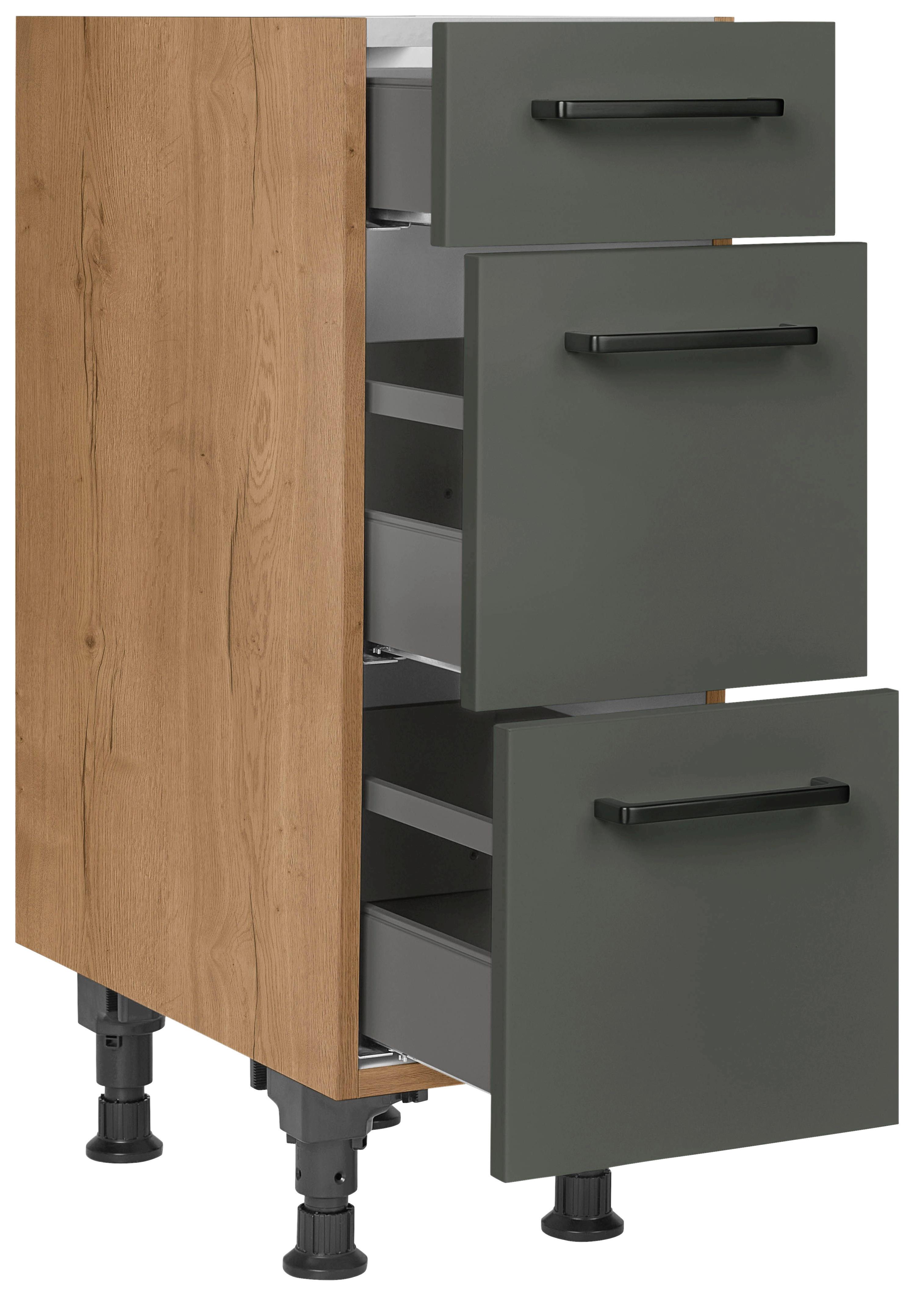 Schubkastenunterschrank Easytouch - Eichefarben/Grün, MODERN, Holzwerkstoff (30/87/56cm) - Nobilia