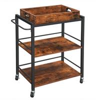 Allzweckwagen Vasagle Braun, Schwarz, B: 72 cm - Schwarz/Braun, Natur, Holzwerkstoff/Metall (72/40/86cm) - Boxxx