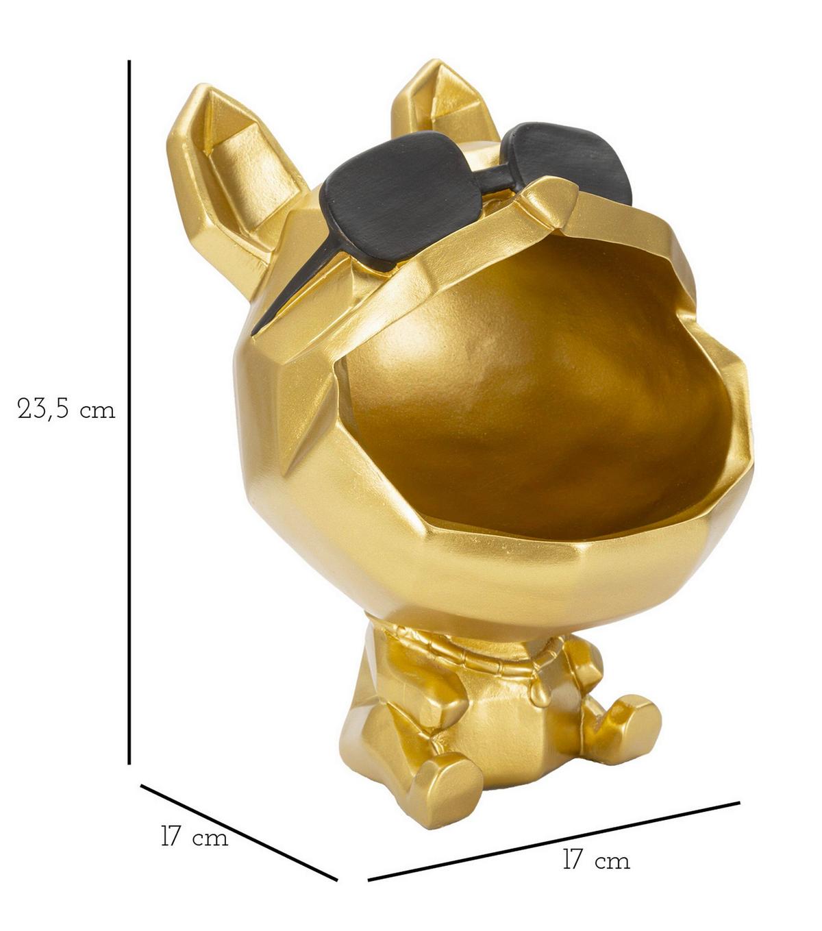 Skulptur Decor Dog Schwarz, Goldfarben B: 17 cm - Goldfarben/Schwarz, Basics, Kunststoff (17/23.5/17cm)