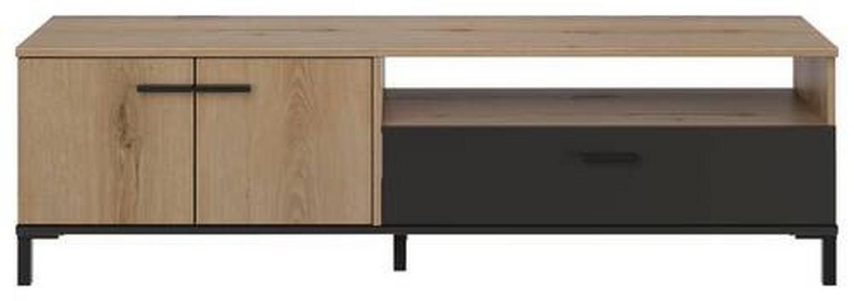 TV-Element Trust Eiche Dekor/Schwarz, B: 160cm - Eichefarben/Schwarz, MODERN, Holzwerkstoff (160/47/40cm) - MID.YOU