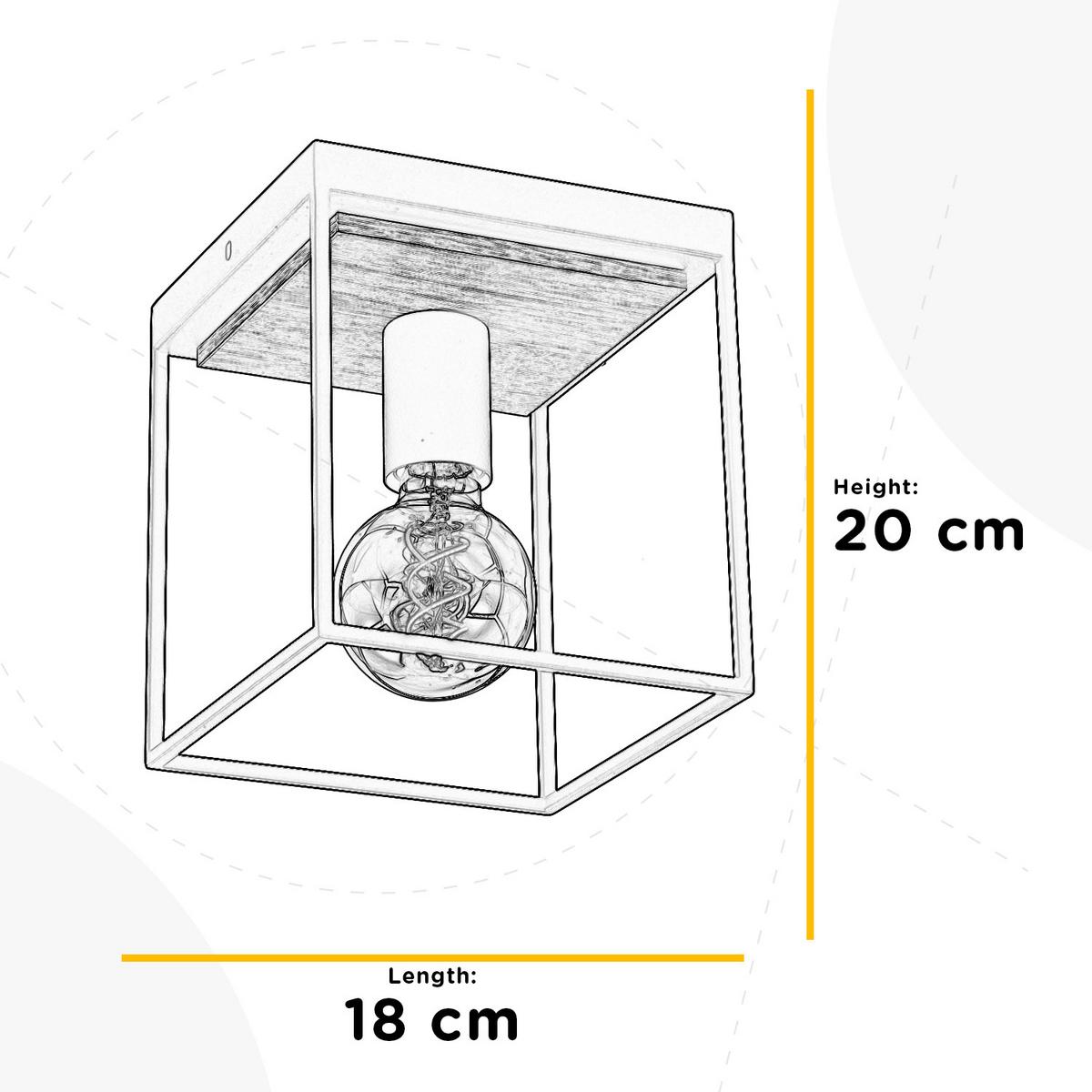 Deckenleuchte 5065/pl1 - Eichefarben/Schwarz, Natur, Metall (18/18/20cm)