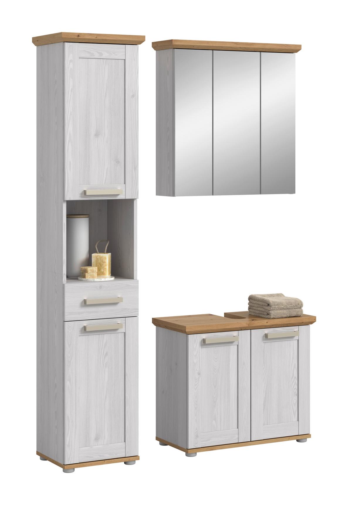 Badezimmer Verona Lärchefarben/Eiche D. B: 108cm - Silberfarben/Lärchefarben, Trend, Glas/Holzwerkstoff (108cm) - MID.YOU