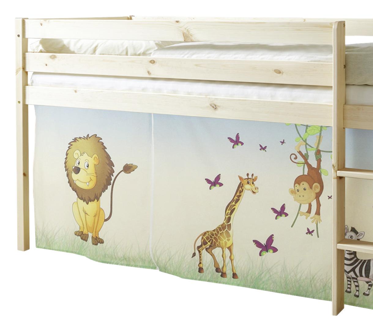 Spielbett Malte Multicolor Kiefer Massiv 90 cm Leiter - Multicolor/Naturfarben, Natur, Holz (90/200cm) - MID.YOU