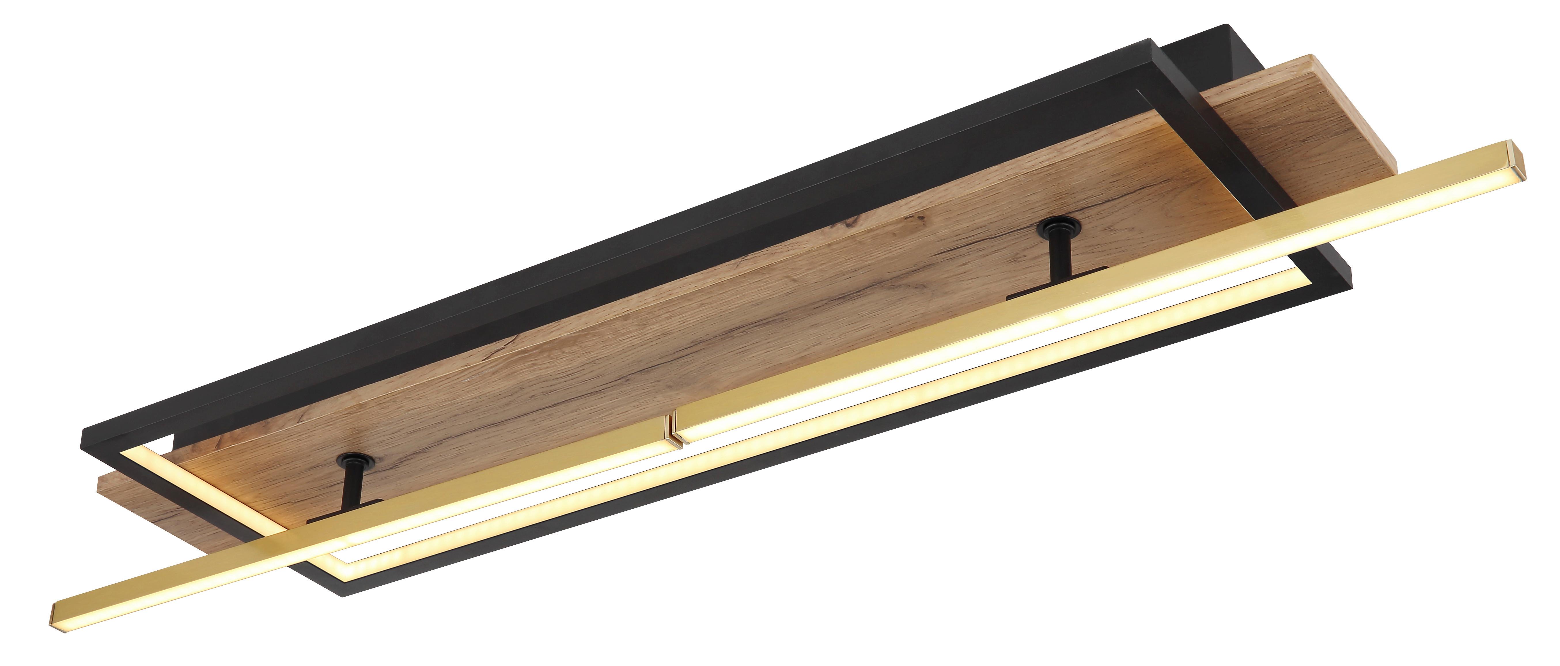 LED-Deckenleuchte 67296d1 - Dunkelbraun/Messingfarben, Design, Holzwerkstoff/Kunststoff (81,5/40,5/9cm) - Globo