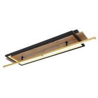 LED-Deckenleuchte 67296d1 - Dunkelbraun/Messingfarben, Design, Holzwerkstoff/Kunststoff (81,5/40,5/9cm) - Globo