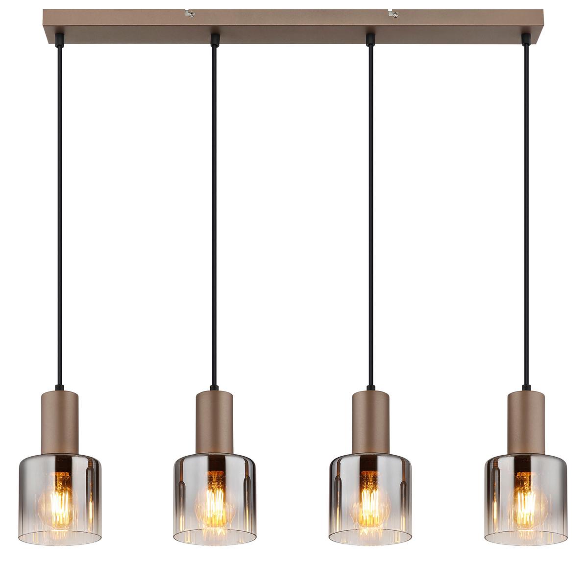 HÄNGELEUCHTE Exkl. 4xE27, 40W - Klar/Chromfarben, Design, Glas/Kunststoff (78/12/150cm) - Globo