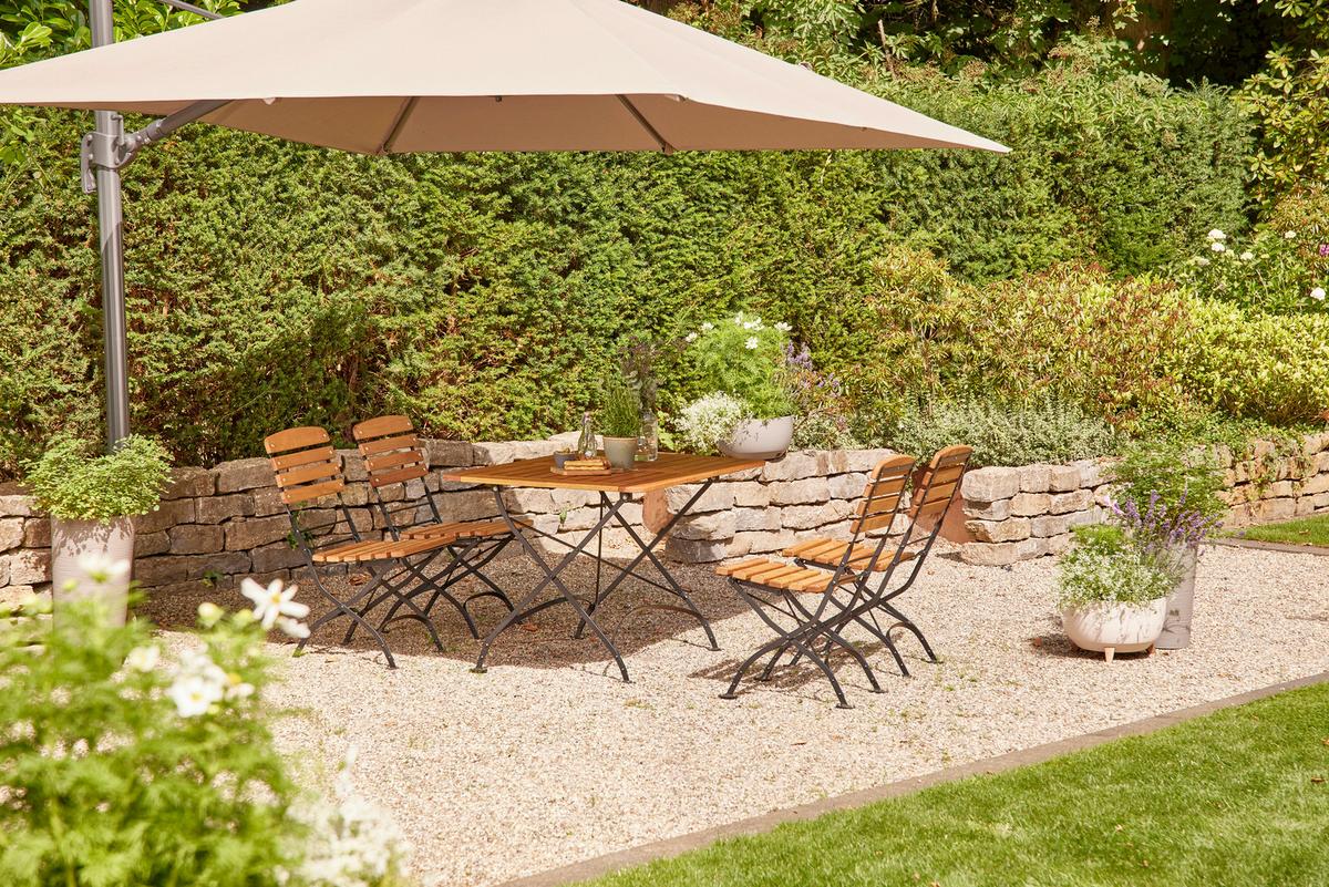 Gartentisch Klappbar Robinienholz/metall L 120 Cm - Robinienfarben/Schwarz, KONVENTIONELL, Holz/Metall (120/80/78cm) - Siena Garden