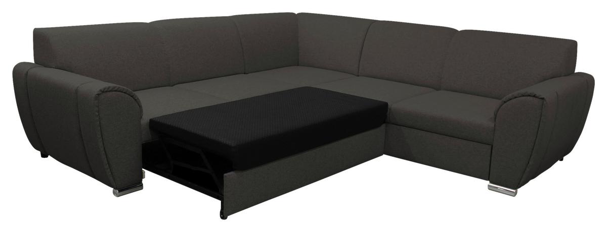 Ecksofa Delux Anthrazit Mit Schlaffunktion Ottomane Rechts - Anthrazit/Silberfarben, Design, Textil (266/266cm) - Livetastic