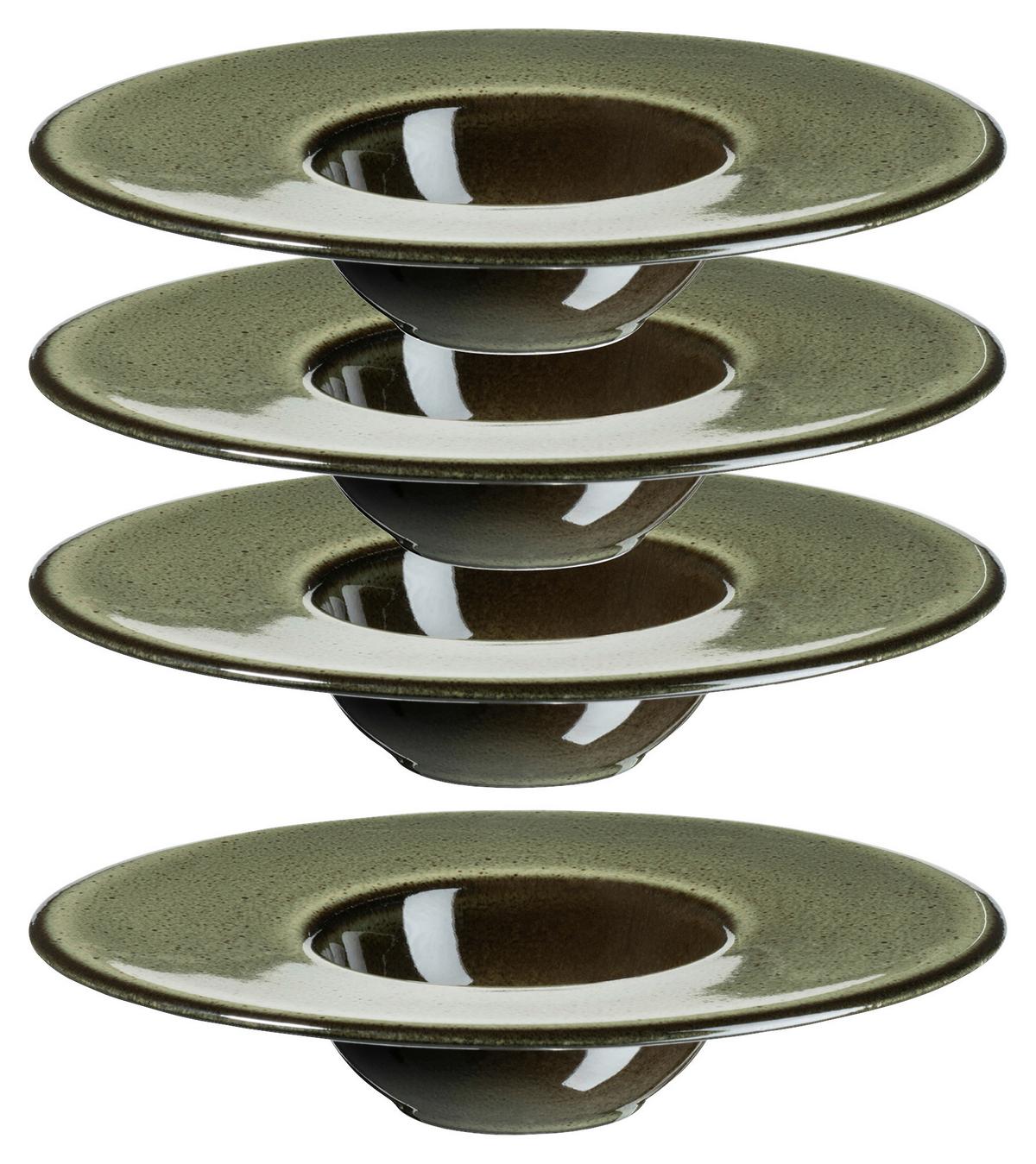 Tellerset Ambitious Grün/schwarz, 4-Teilig - Schwarz/Grün, Trend, Keramik (19cm) - Mäser