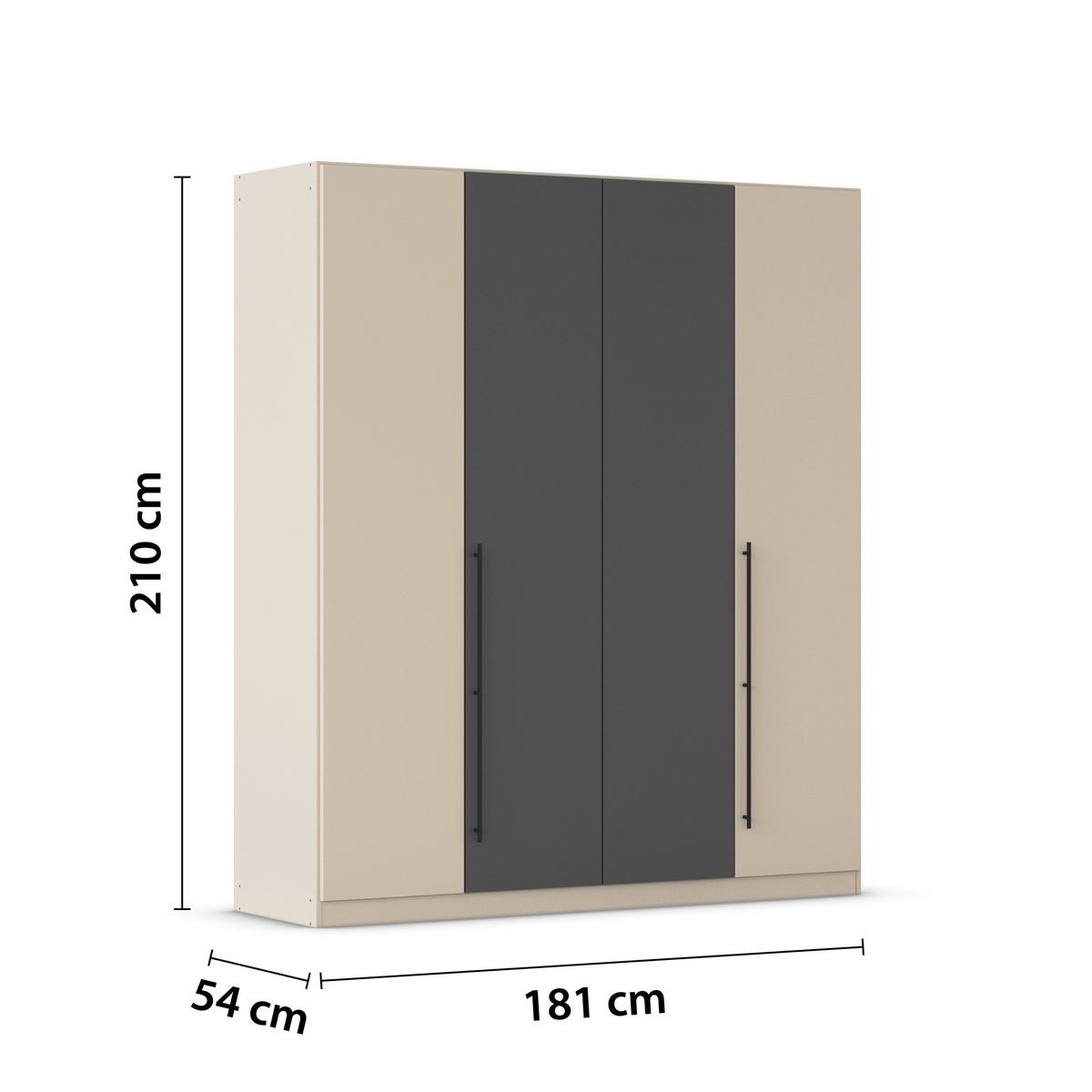 Kleiderschrank Safari B: 181 cm - Champagner/Grau, KONVENTIONELL, Holzwerkstoff (181/229/54cm)