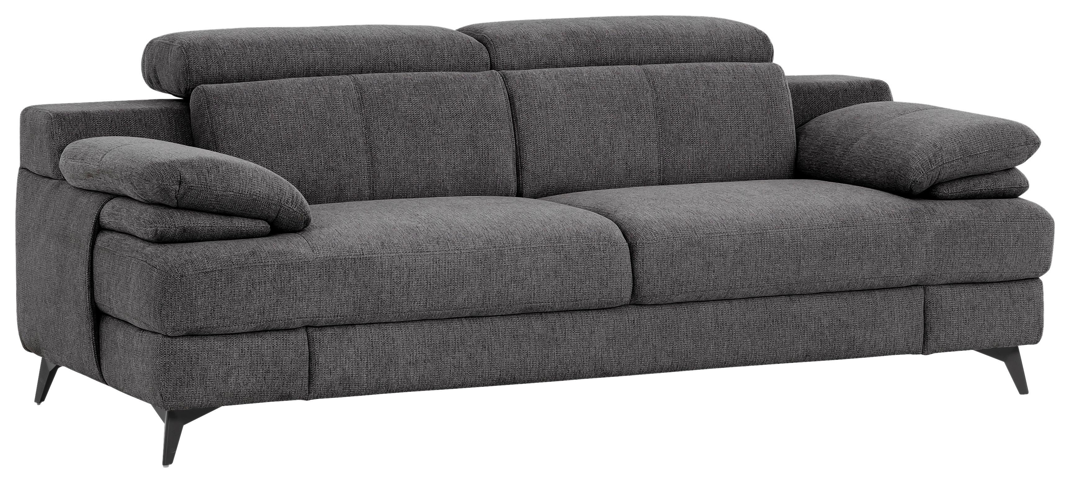3-Sitzer-Sofa Titus Dunkelgrau Chenille - Dunkelgrau/Schwarz, Design, Textil (225/80-98/104cm) - Livetastic