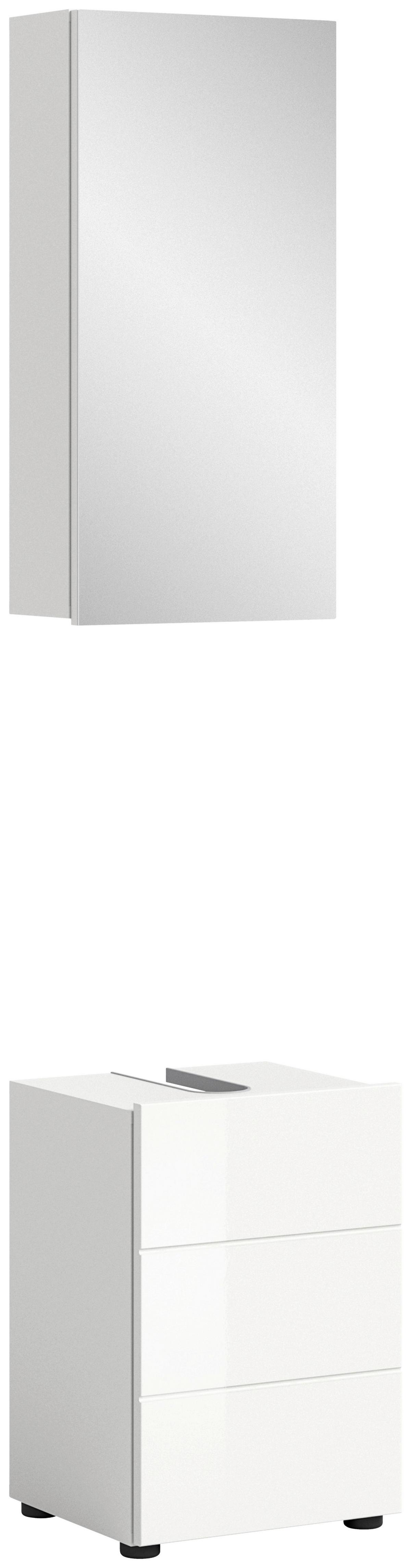 Gästebad Vira - Weiß Hochglanz/Schwarz, MODERN, Holzwerkstoff (38/190/34cm) - MID.YOU