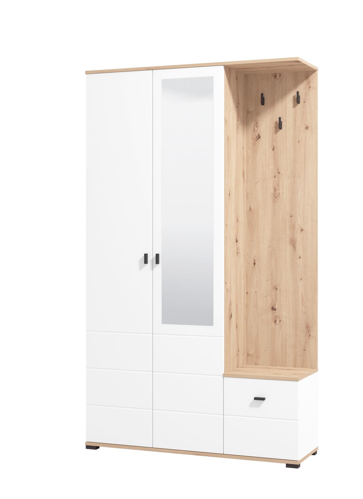 Előszobafal Canvey 115/197cm - Artisan tölgy/fehér, Modern, faalapú anyag (115,5/197/35cm)