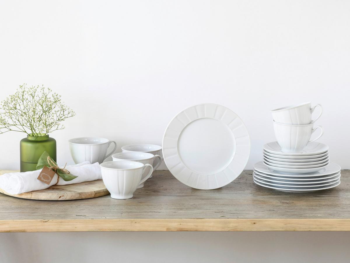 Kaffeeservice Porzellan 6 Personen Geschirr Set - Weiß, Basics, Keramik - Creatable