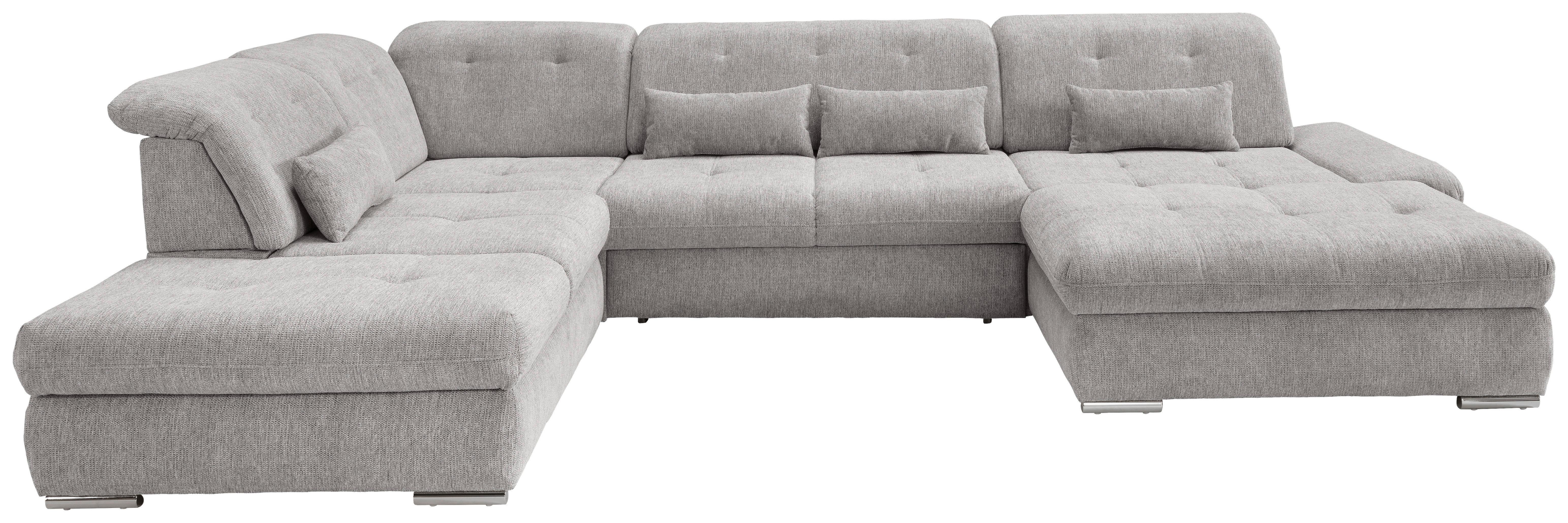 Wohnlandschaft Dalida Grau U: 254x376x195 Cm - Chromfarben/Grau, MODERN, Textil (254/376/195cm) - Livetastic