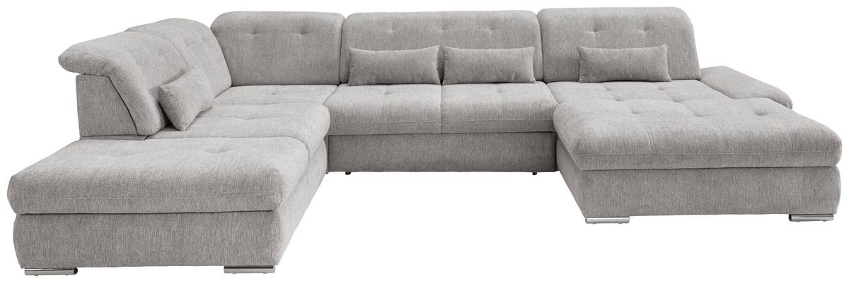 Wohnlandschaft Dalida Grau U: 254x376x195 Cm - Chromfarben/Grau, MODERN, Textil (254/376/195cm) - Livetastic