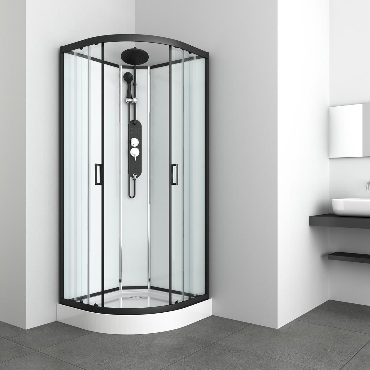 Sprchová kabína s vaničkou EPIC 1 - čierna, Modern, kov/sklo (90/90/230cm) - Sanotechnik