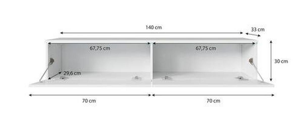 Nízká komoda s LED osvětlením 140cm - šedá/černá, Basics, kompozitní dřevo/plast (140/30/33cm) - P & B