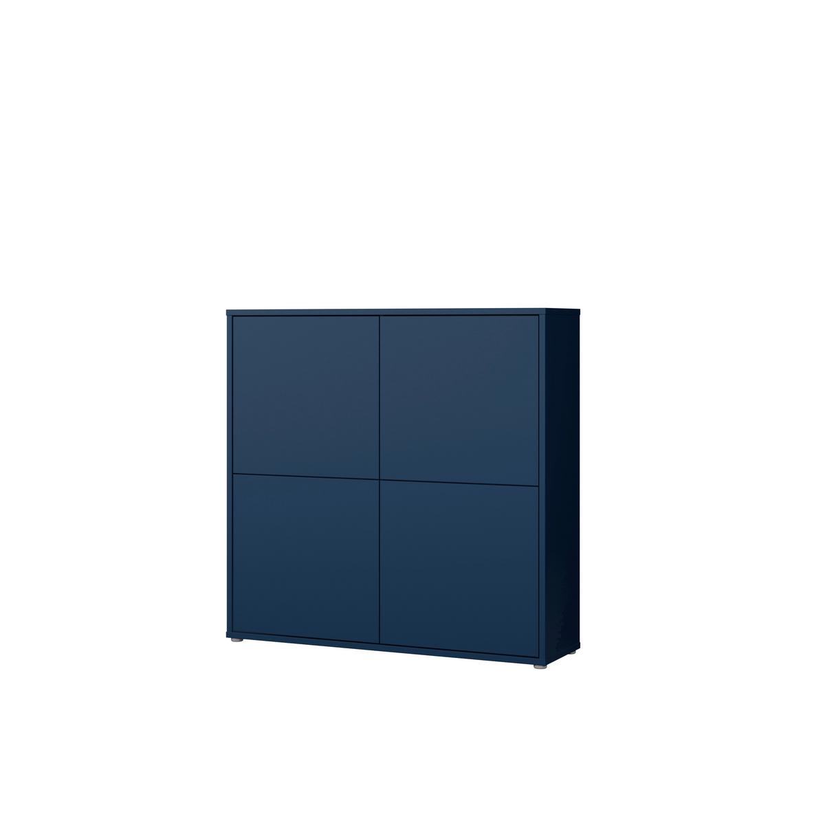 Vysoká komoda barva modrá - tmavě modrá, Moderní, kompozitní dřevo (124,5/121,5/34,9cm)