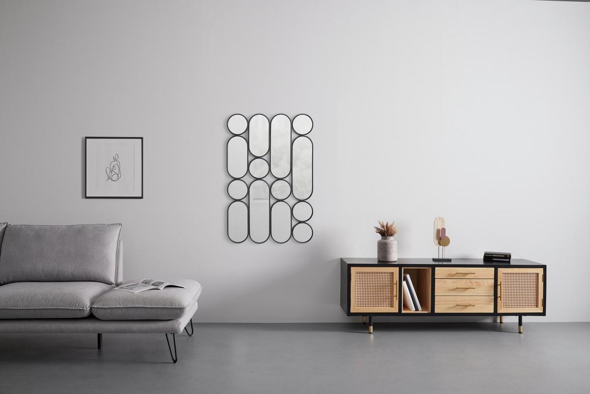 Nástenné zrkadlo čierna matná - čierna, Romantik / Landhaus, kov/plast (80/120/2,5cm) - Premium Living
