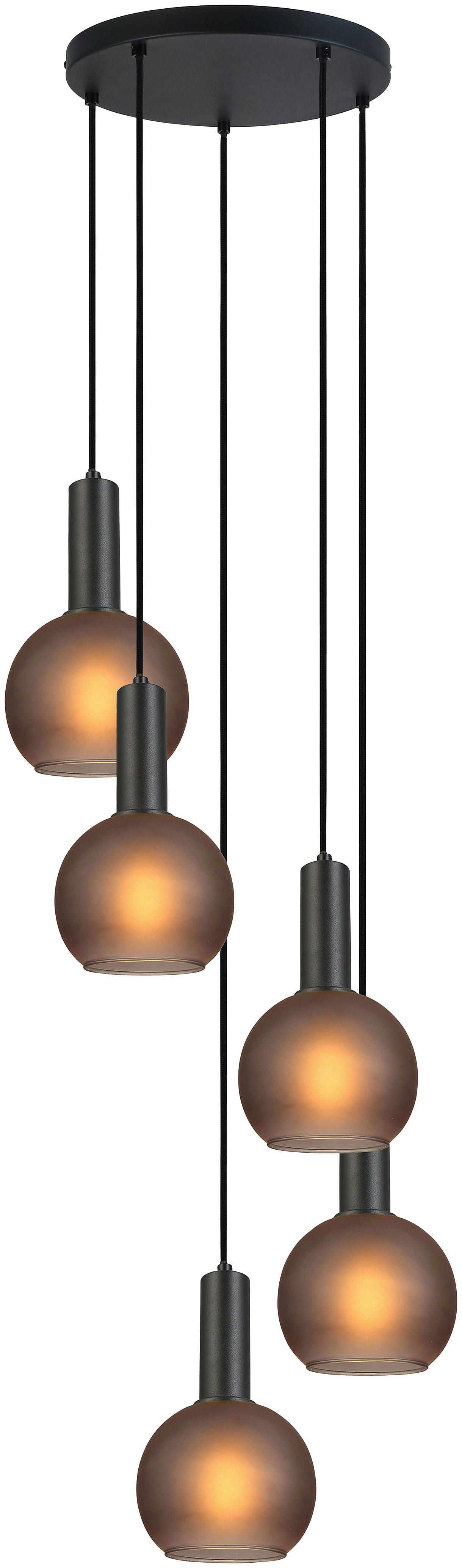 Függőlámpa Karla - fekete/szürke, Konventionell, Üveg/fém (42/120cm) - James Wood