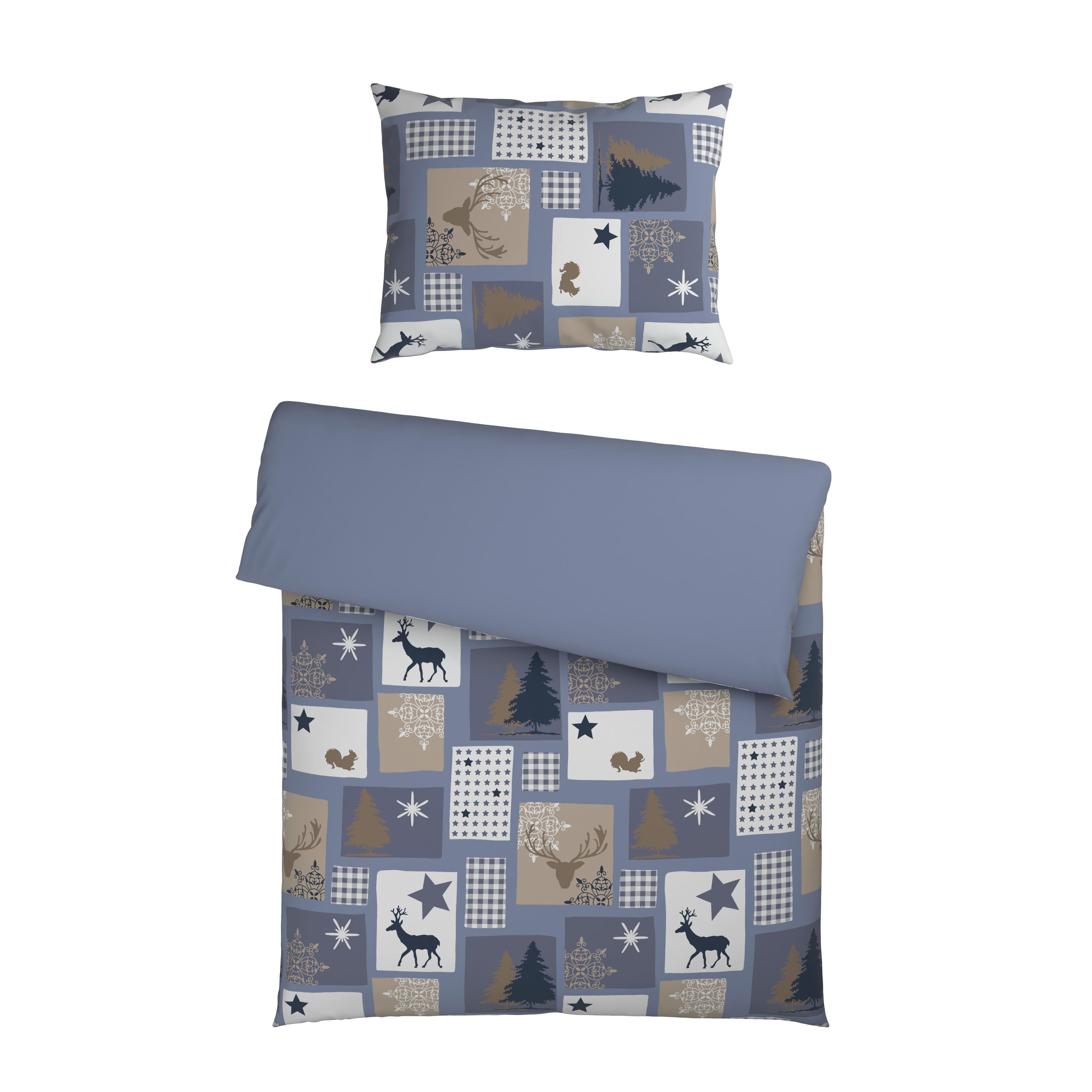 Bettwäsche Deer - Blau/Braun, MODERN, Textil - Luca Bessoni