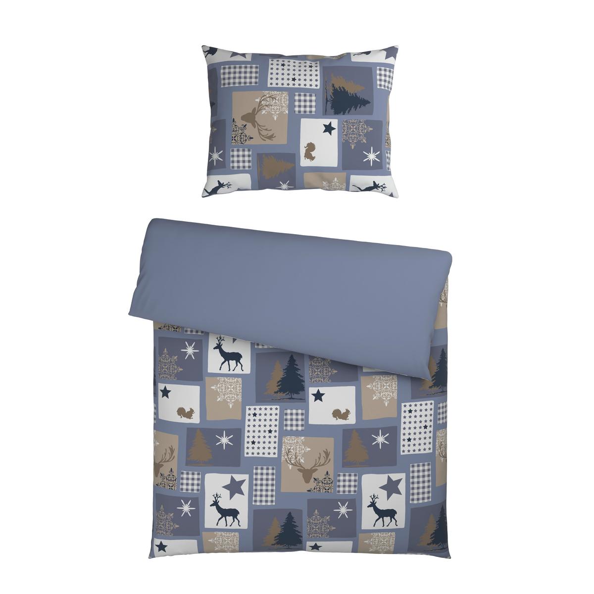 Bettwäsche Deer - Blau/Braun, MODERN, Textil - Luca Bessoni
