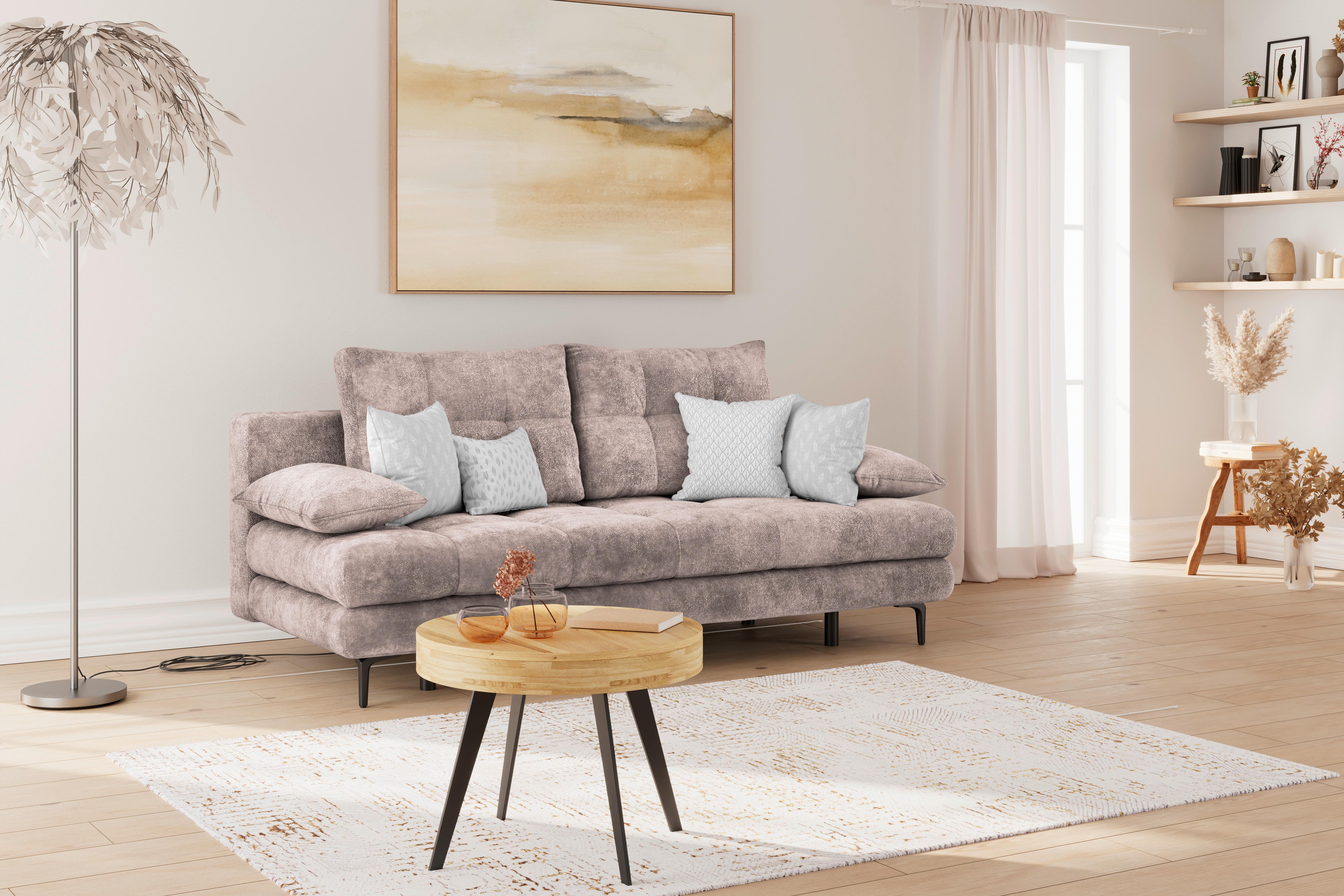 Schlafsofa Perla Rosa B: 203 cm - Schwarz/Rosa, KONVENTIONELL, Textil (203/94/96cm)