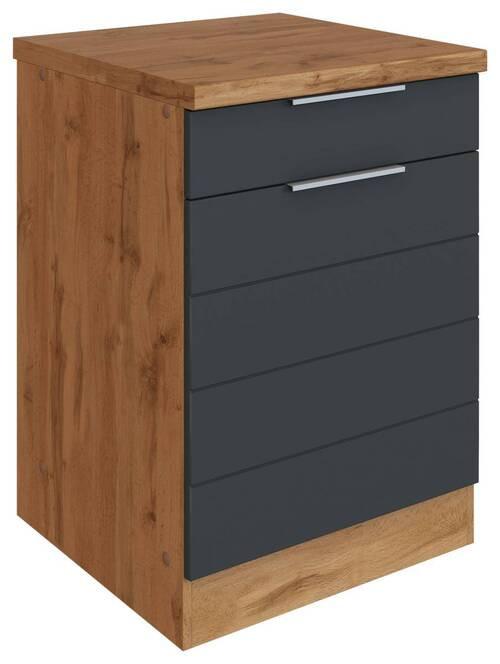 Grauer Küchenunterschrank mit 1 Schublade und 1 Tür