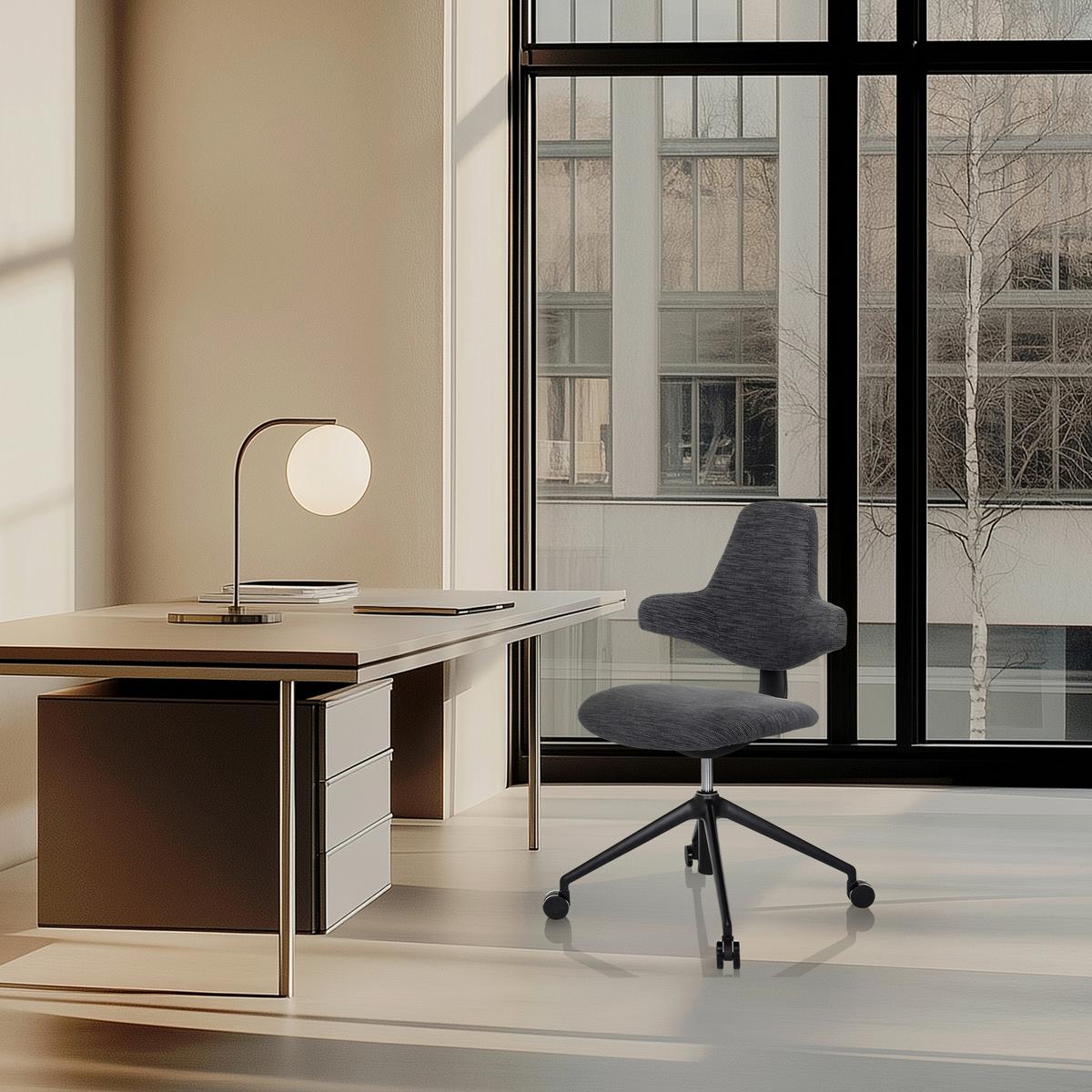 Drehstuhl Paliano Grau B: 58 Cm - Schwarz/Grau, MODERN, Kunststoff/Textil (58/87 - 97/57cm) - MID.YOU