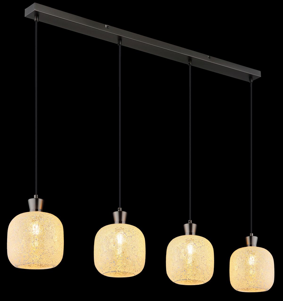 Hängeleuchte Exkl. 4xe14, 40w - Klar/Schwarzchrom, Design, Glas/Kunststoff (106/16/120cm) - Globo
