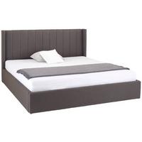 Čalouněná postel s vysokým čelem NICI, 180x200, šedá - černá/tmavě šedá, Moderní, kov/dřevo (180/200cm) - Livetastic