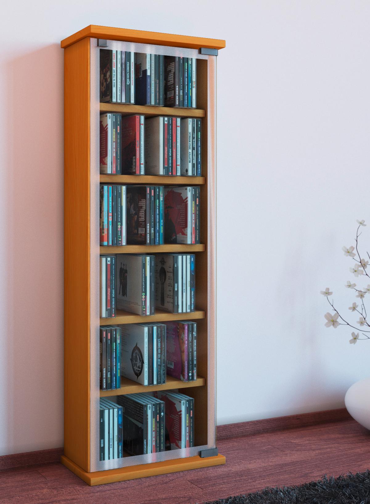 Cd Regal Mit Glastür Classic 31 Cm Buche Dekor - Buchefarben, KONVENTIONELL, Glas/Holzwerkstoff (31/92/18cm) - MID.YOU