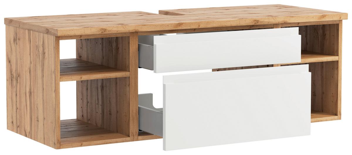 Hängender Waschbecken- Unterschrank Arosa B: 120 cm - Eiche Wotan/Weiß, MODERN, Holzwerkstoff (120/41/47cm) - Held