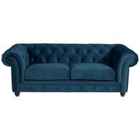 CHESTERFIELD-SOFA ORLEANS - Nussbaumfarben/Petrol, Design, Textil (216/77/100cm) - Max Winzer