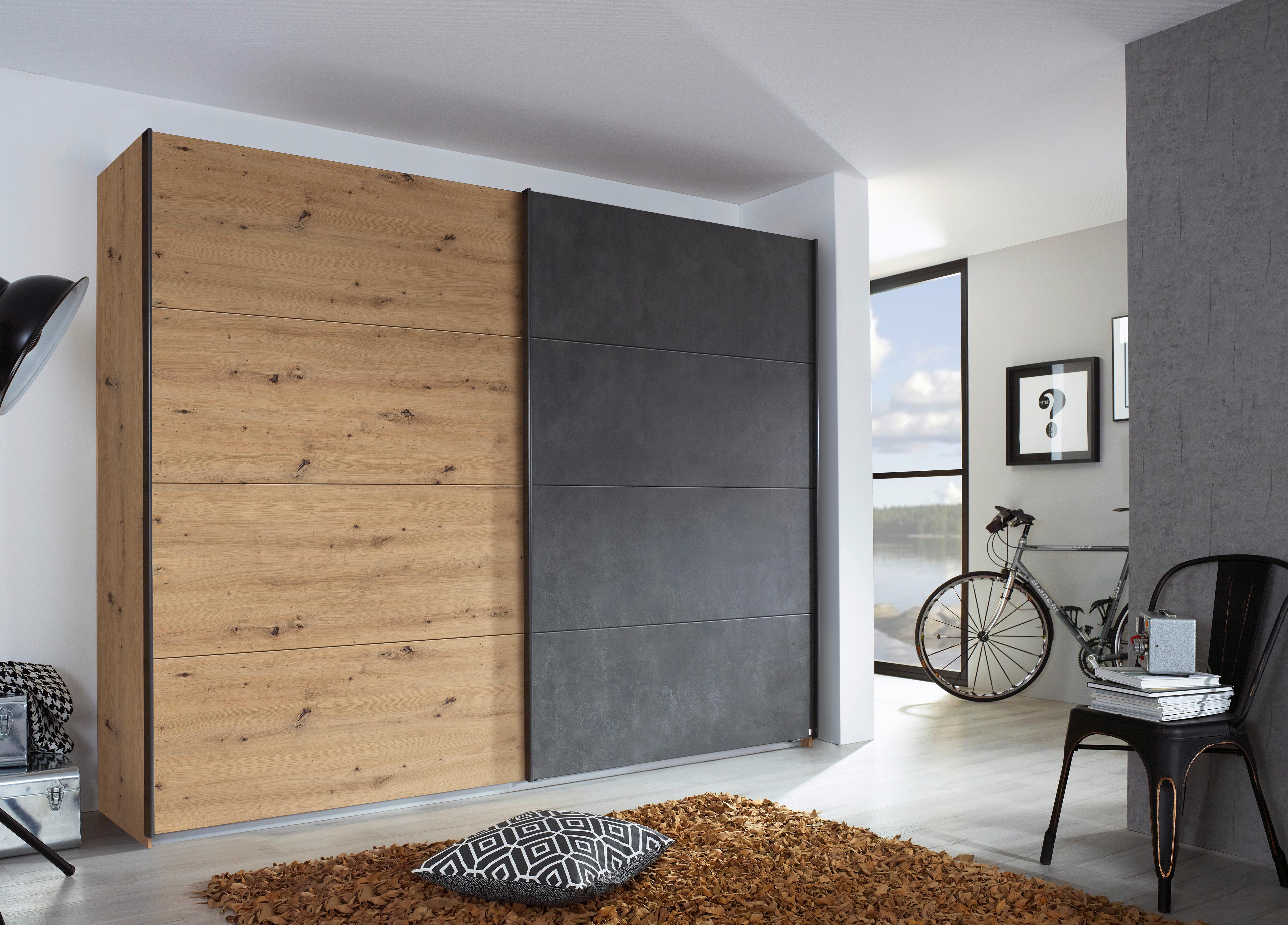 Schwebetürenschrank Tampa Anthrazit/eiche Dekor B: 271cm - Anthrazit/Eiche Artisan, KONVENTIONELL, Holzwerkstoff (271/210/62cm) - Rauch Möbel