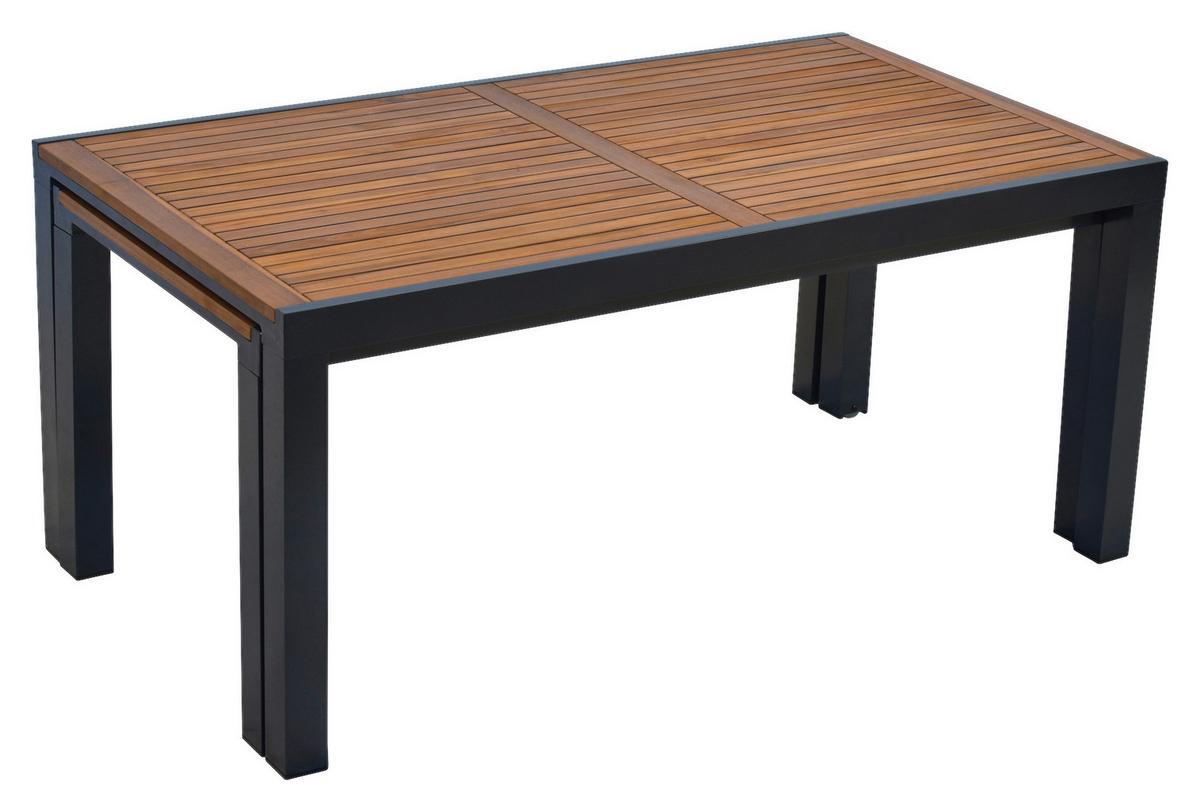 Gartengarnitur Santorin - Graphitfarben/Naturfarben, MODERN, Holz/Metall - Gardenson