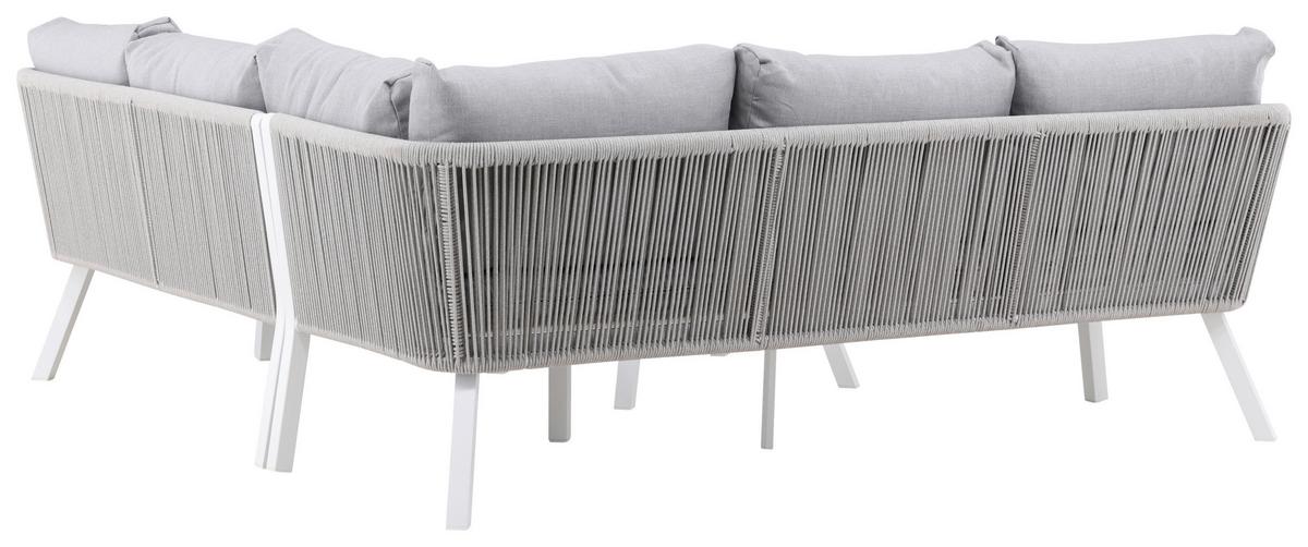 Loungegarnitur Virya - Weiß/Grau, KONVENTIONELL, Textil/Metall - Gardenson