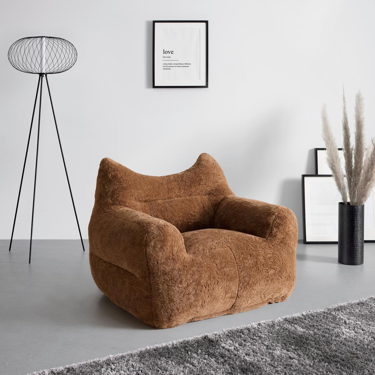 Štýlové kreslo LENI, hnedá umelá kožušina - hnedá, Modern, textil (106/80/92cm) - Mömax